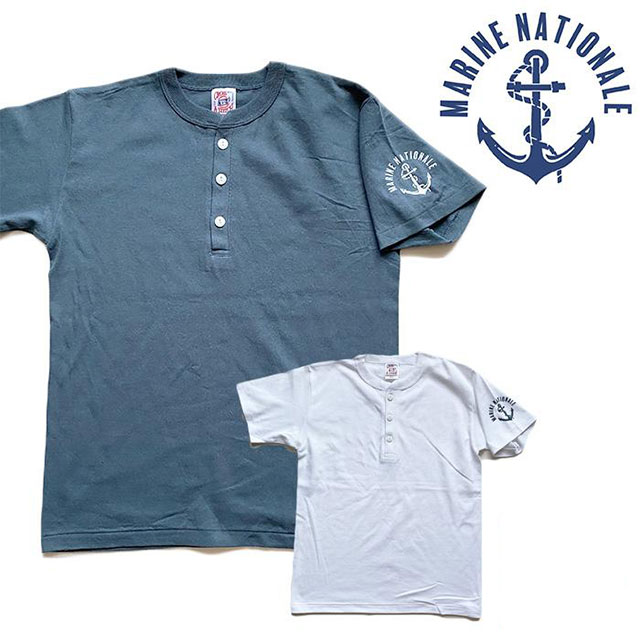 MARINE NATIONALE ヘンリー Tシャツ フランス 海軍 ネイビー イカリ アンカーメンズ レディース L XL