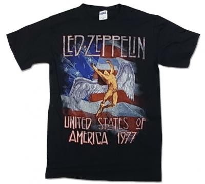 Led Zeppelin レッド・ツェッペリン 1977 US TOUR SWAN ブラック Tシャツ