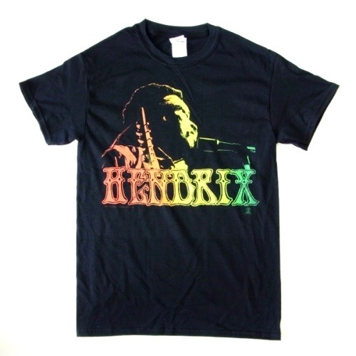 Jimi Hendrix ジミ・ヘンドリックス ラスタカラー フォト ブラック Tシャツ