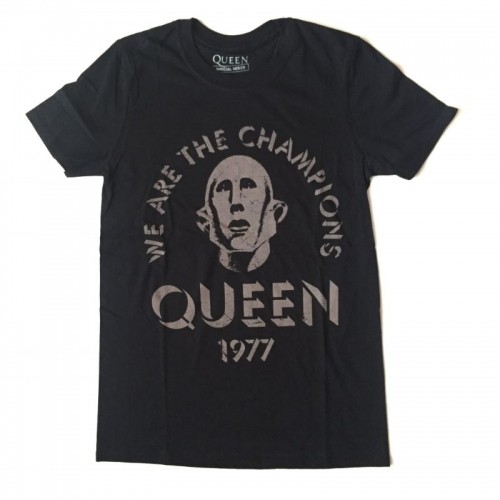QUEEN クィーン "WE ARE THE CHAMPIONS 1977" ブラック Tシャツ