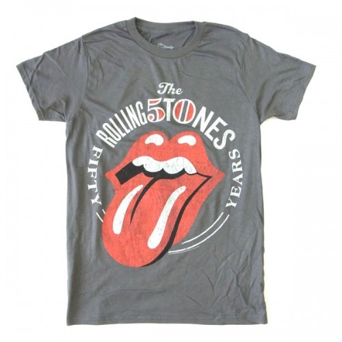 The Rolling Stones ローリング・ストーンズ "50 YEARS /ベロマーク" チャコールグレー Tシャツ