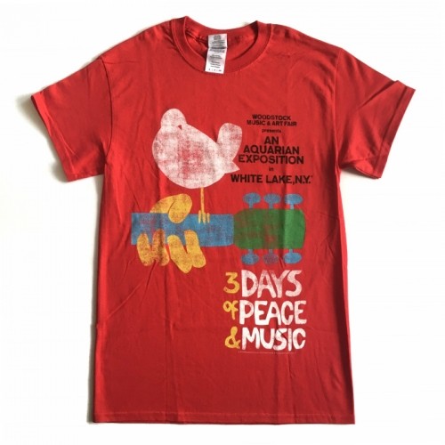 WOODSTOCK ウッドストック 3 DAYS & PEACE "ヴィンテージ" ロックTシャツ